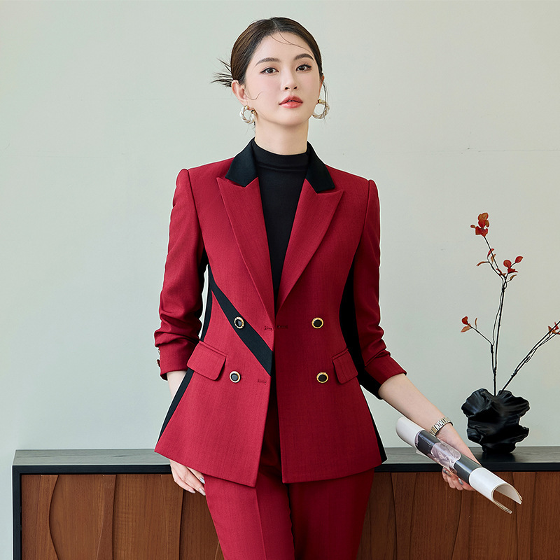 High End Women'S Formal Wear - Czerwona marynarka damska 2025 Nowa kolekcja