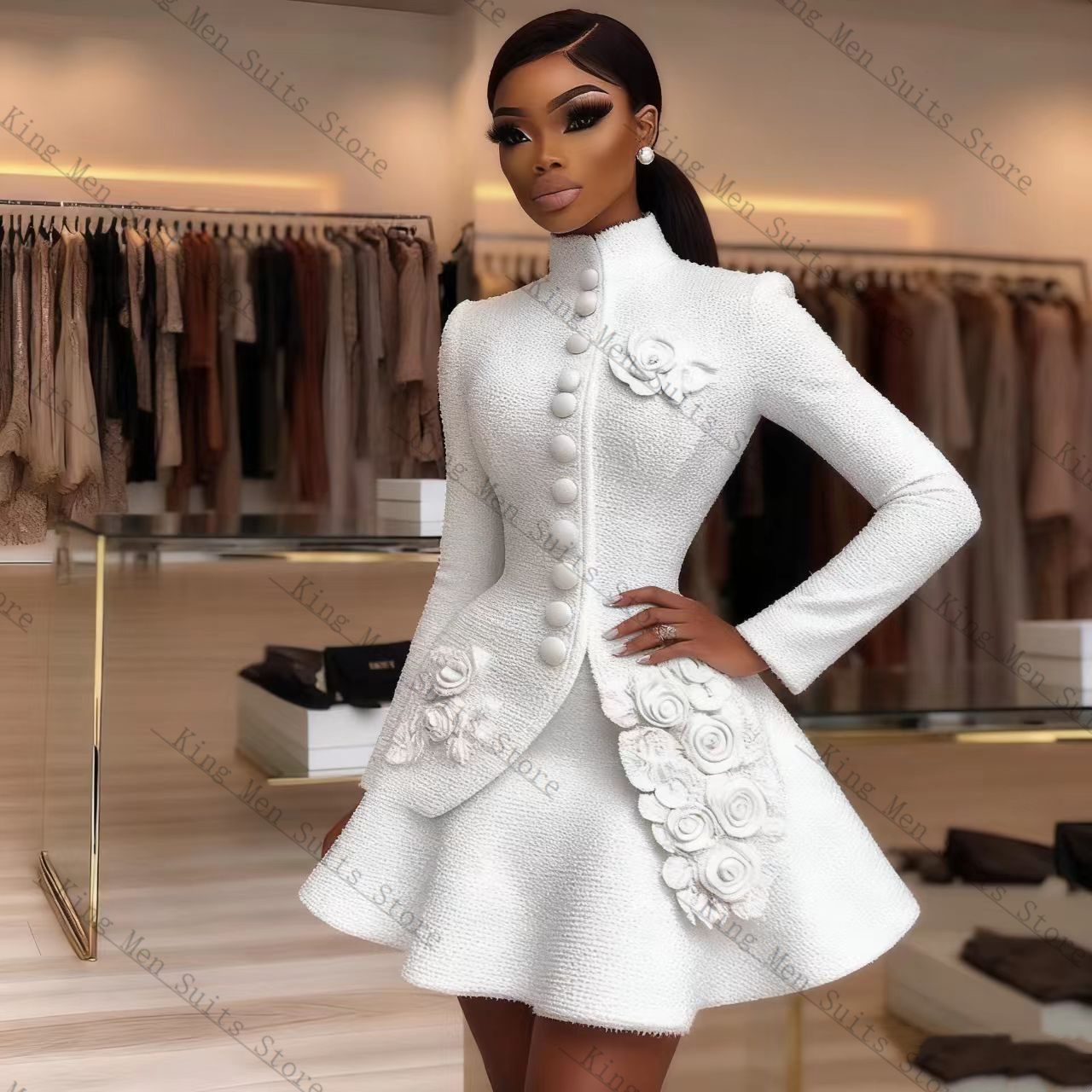 Women'S Formal Jackets To Wear With Dresses - Luksusowy biały damski garnitur 2-częściowy: marynarka