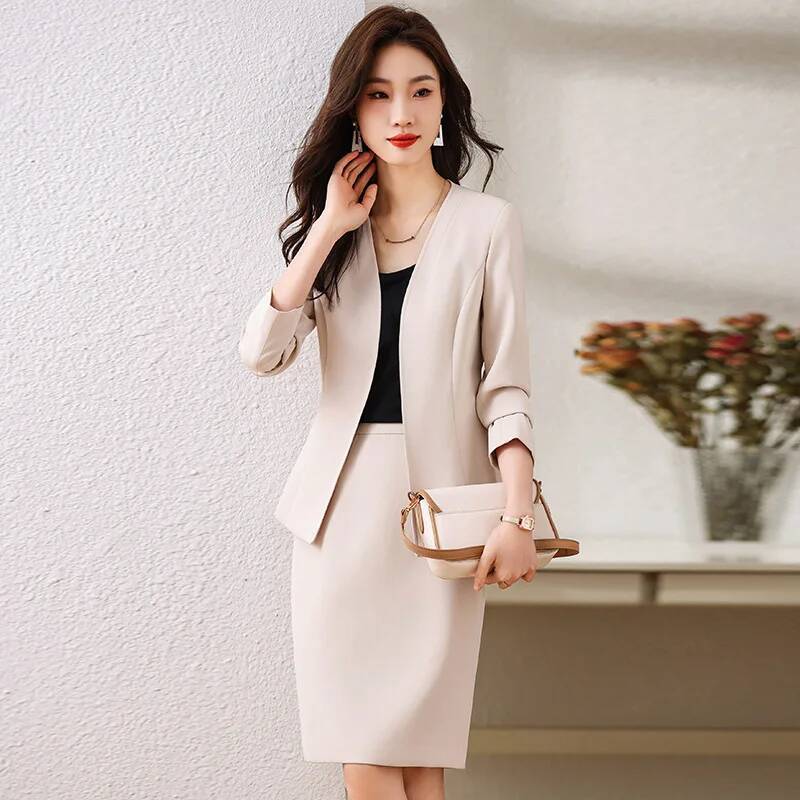 Women Formal Wear Blazers - Eleganckie damskie garnitury biznesowe ze spódnicą