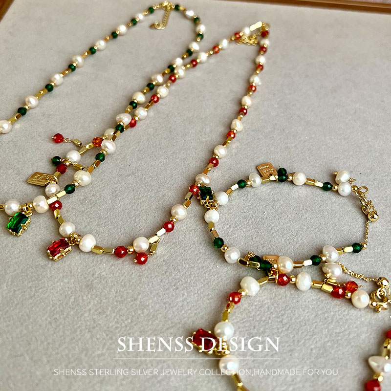 Pearl Necklace Set - Naturalna 5-6mm perła słodkowodna cyrkonia naszyjnik