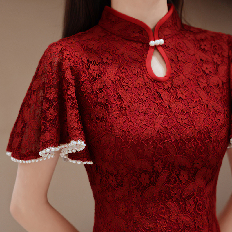 Women'S Formal Wear Wedding - Czerwone chińskich kobiet Cheongsam koronkowa, Qipao