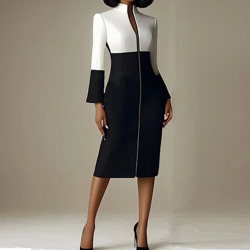 Damska sukienka midi z kontras – Women Formal Wear H&M recenzja i cena