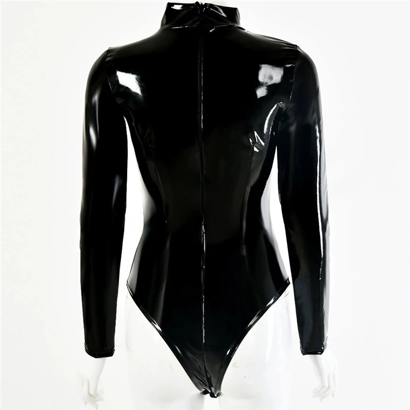 Damski trykot z imitacji latek – Turtleneck Bodysuit Office recenzja i cena