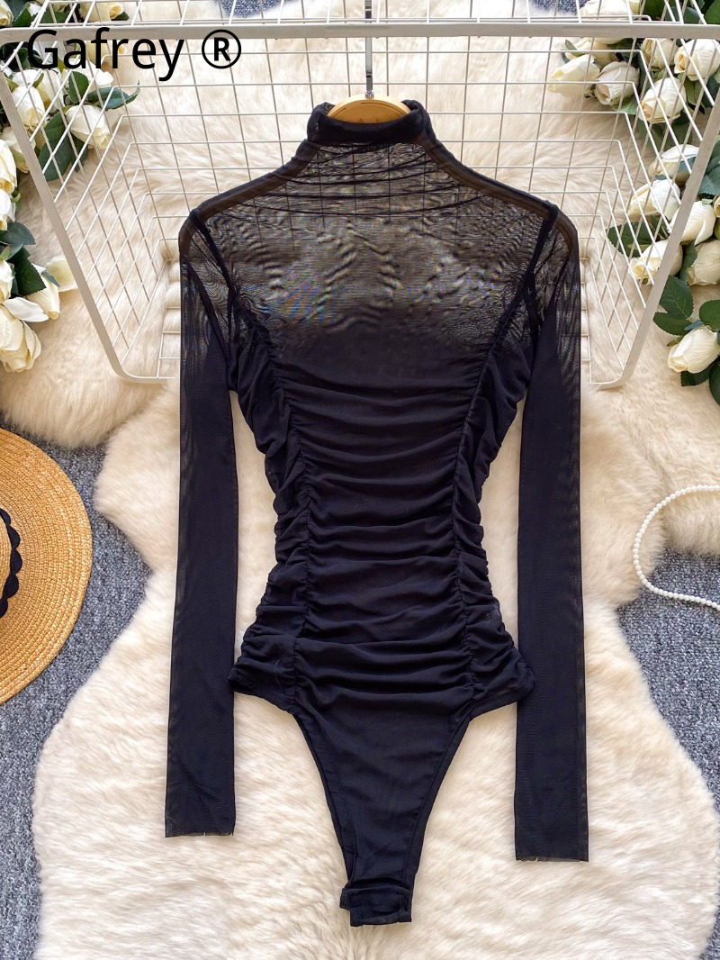 Seksowne szare siateczkowe bod – Turtleneck Bodysuit Office recenzja i cena