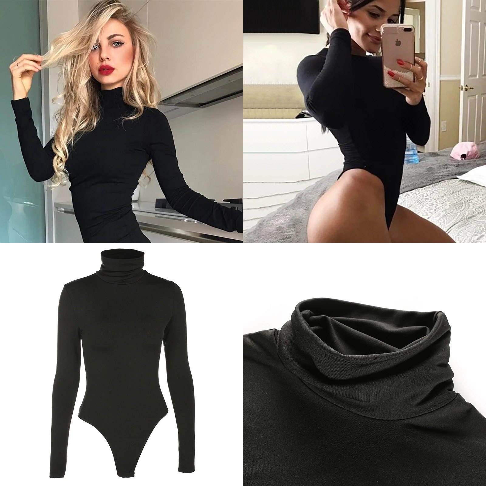Body z golfem damskie z długim – Turtleneck Bodysuit Office recenzja i cena