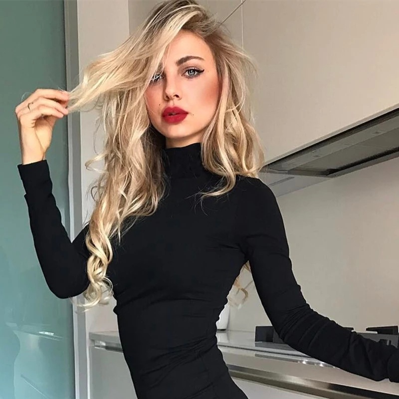 Body z golfem damskie z długim – Turtleneck Bodysuit Office recenzja i cena
