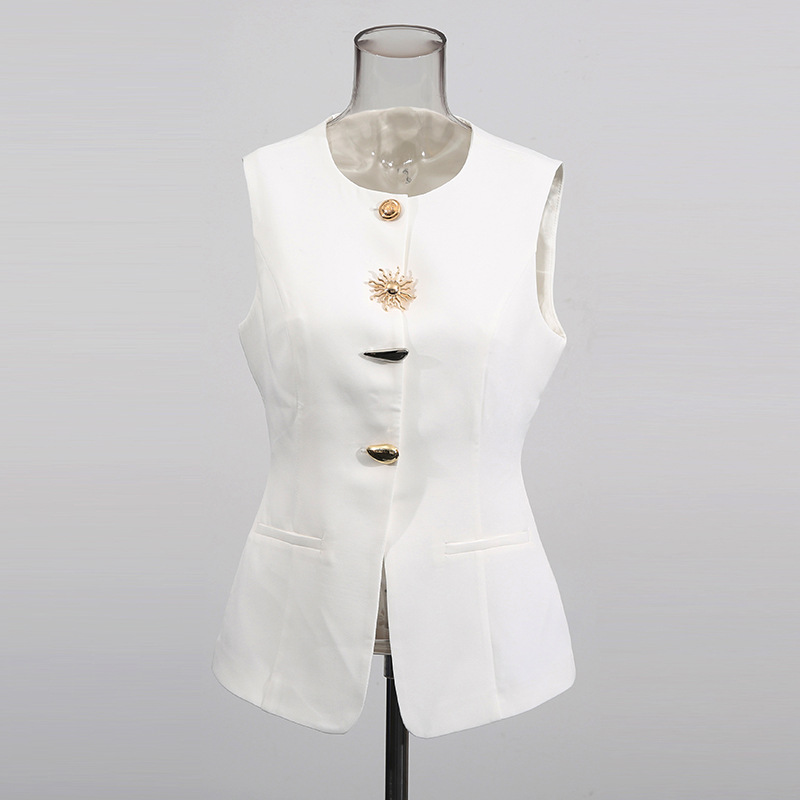 Biała kamizelka z okrągłym dek – Women Formal Wear Vest recenzja i cena