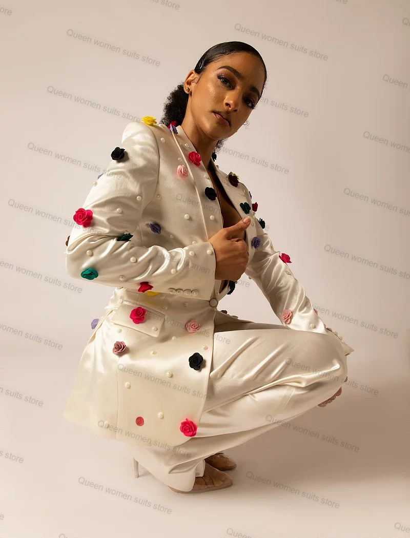 Off White Satin Women Suit Set – Women'S Formal Jackets To Wear With Dresses recenzja i cena