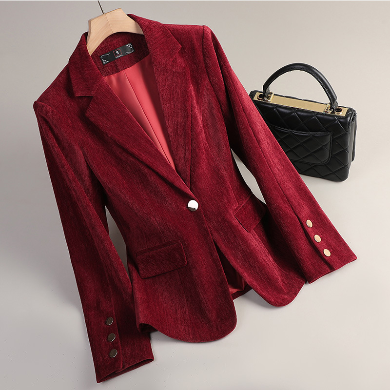 Żółta Złota Aksamitna Marynark – Women Formal Wear Blazers recenzja i cena