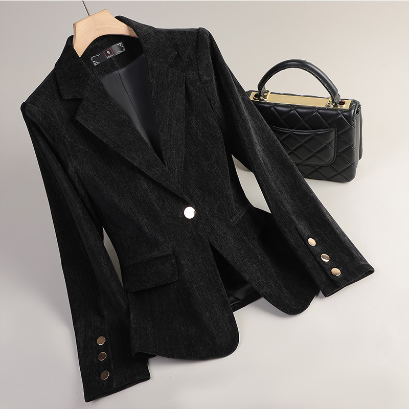Żółta Złota Aksamitna Marynark – Women Formal Wear Blazers recenzja i cena