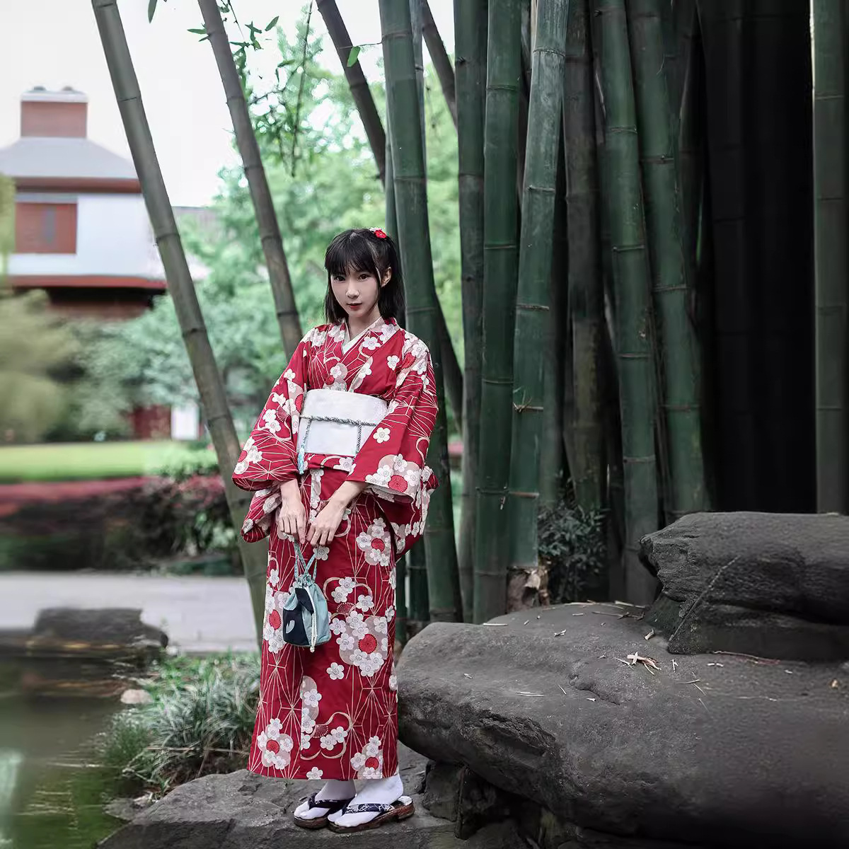 Czerwona japońska yukata kimon – Women'S Formal Traditional Wear recenzja i cena