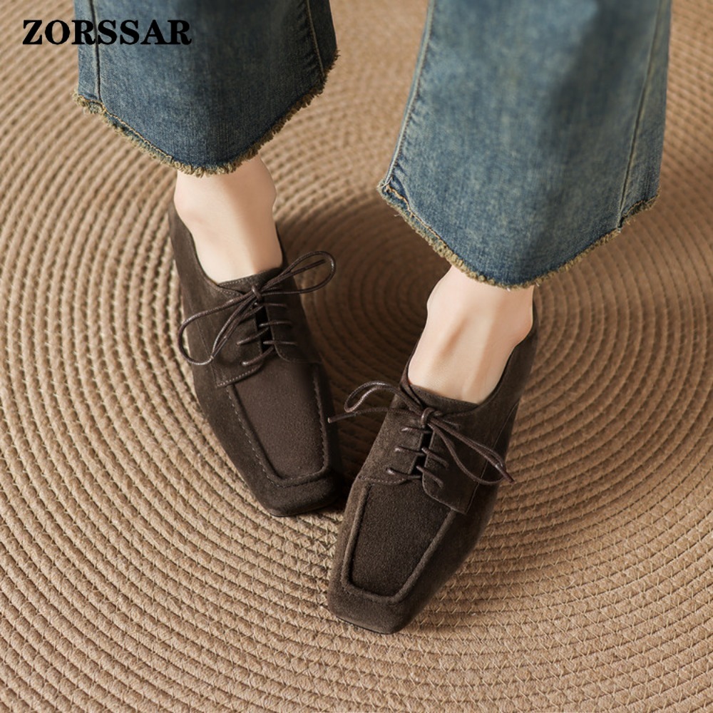 Damskie brązowe zamszowe oksfo – Women Formal Office Wear Shoes recenzja i cena