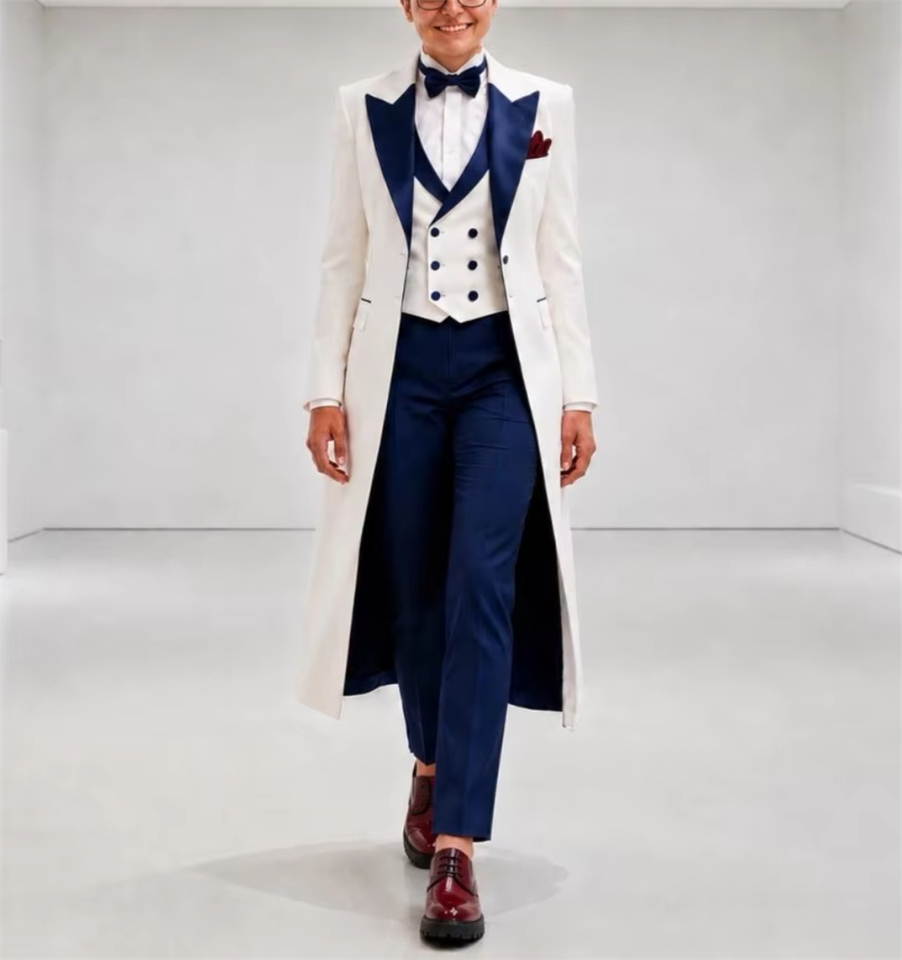 Granatowo-biała damska marynar – Women'S Formal Wear Wedding recenzja i cena